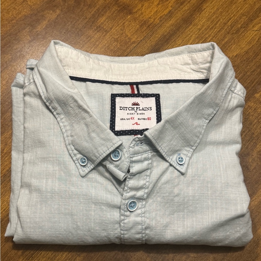 Ditch Plains Men's Light Blue Casual Button Down Shirt